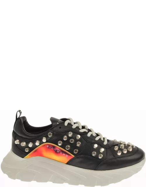Men's Allover Studded Leather Low-Top Sneaker