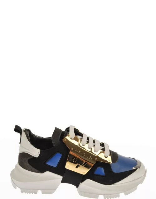 Men's Colorblock Mix-Leather Chunky Sneaker
