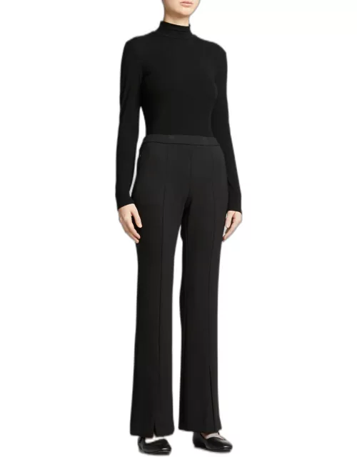Demitria Flare-Leg Double-Knit Vented Pant