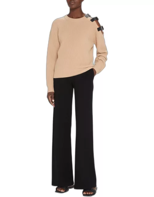 Ness Buckle Cold-Shoulder Cashmere Sweater