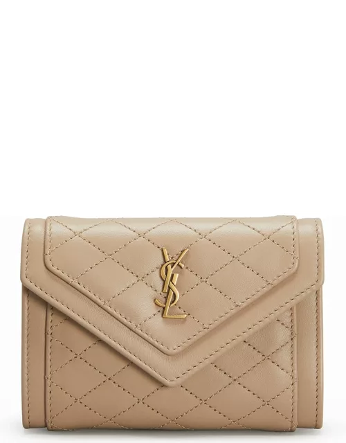 Gaby Small YSL Flap Envelope Wallet in Quilted Smooth Leather