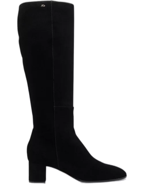 Filed Suede Knee Boot