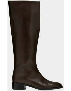 V-Cut Leather Knee Boot