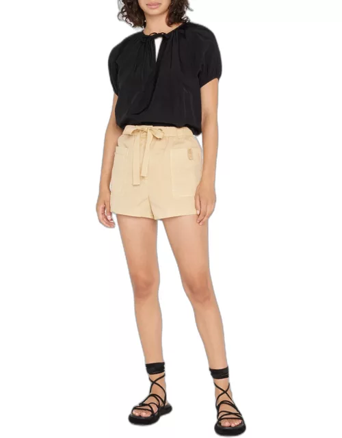Norma Drawcord Cotton Shorts with Pocket