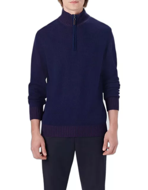 Men's Quarter-Zip Mock Neck Pullover Sweater