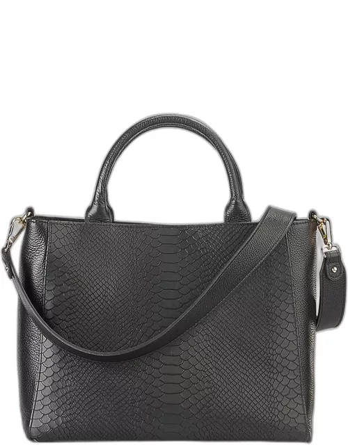 Hudson Python-Embossed Top-Handle Bag