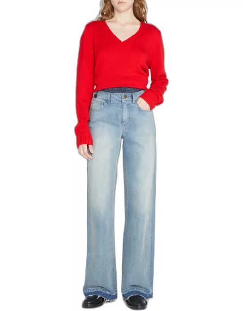 Double-Waisted Drawcord Denim Pant