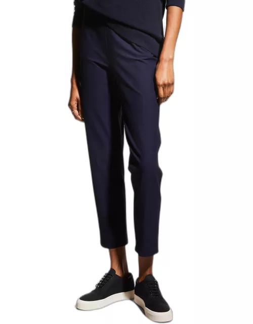 High-Waist Washable Stretch Crepe Slim Ankle Pant