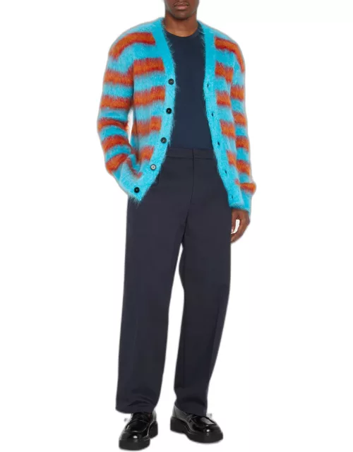 Men's Striped Mohair Cardigan Sweater