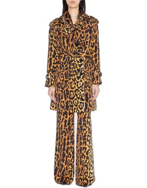 Leopardo Double-Breasted Trench Coat