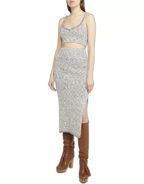 Giordana Knit Side-Slit Midi Skirt