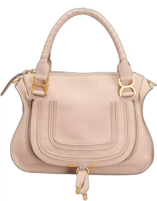 Marcie Medium Double Carry Satchel Bag in Grained Leather