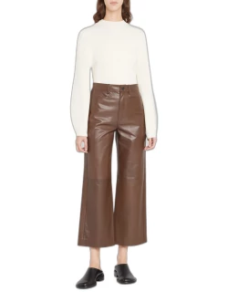 Cropped Wide-Leg Leather Pant