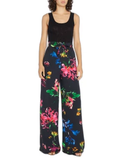 Floral-Print Drawstring Wide-Leg Pajama Pant