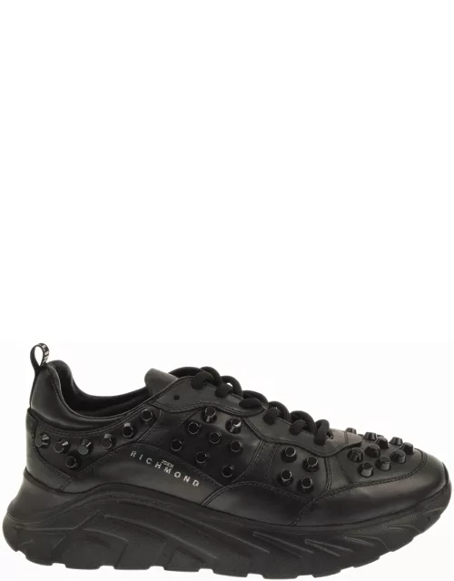 Men's Allover Studded Leather Low-Top Sneaker