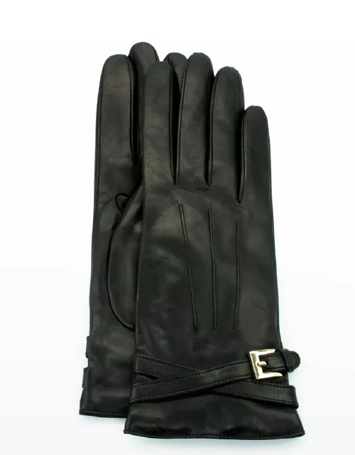 Cashmere-Lined Napa Crisscross Belt Glove