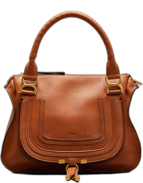Marcie Medium Double Carry Satchel Bag in Grained Leather