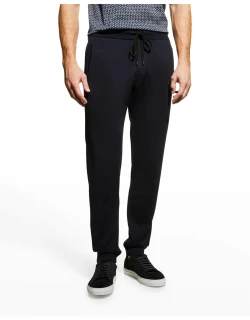 Men's Wool Jogger Pants with Leather Tri