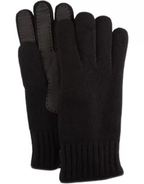 Men's Cashmere Jersey Gloves w/ Deerskin Palm