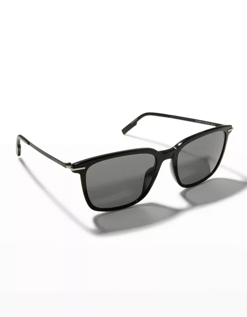 Men's Solid-Lens Square Sunglasse