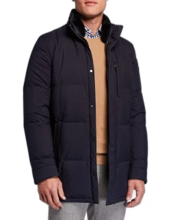 Men's Water-Repellant Quilted Jacket w/ Fur Tri