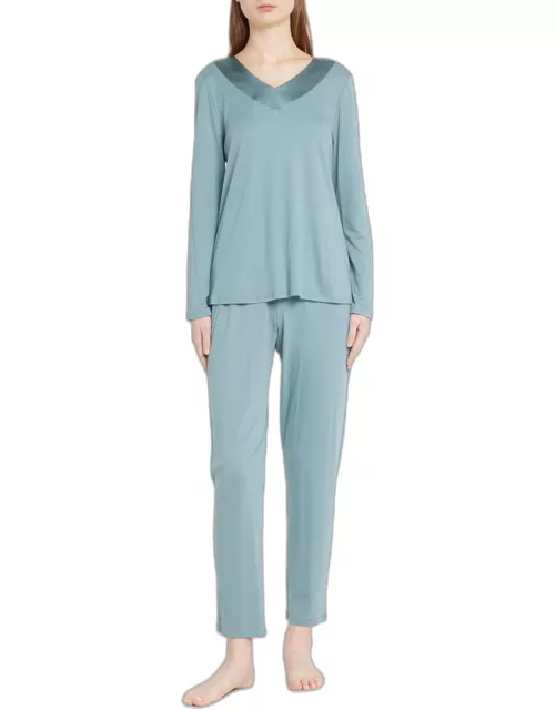 Mira Silk-Trim Cropped Pajama Set