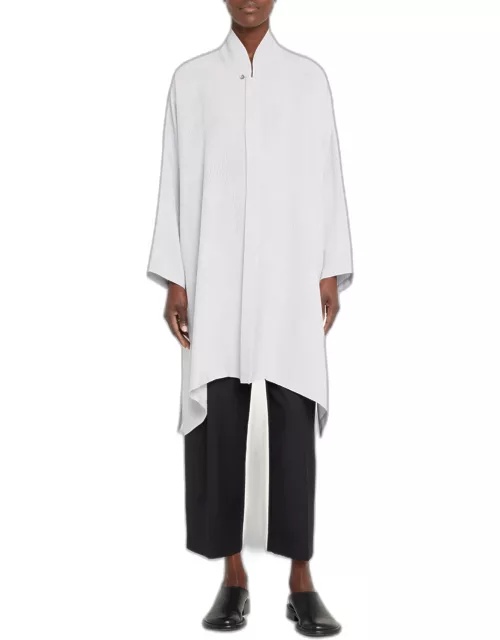 Wide A-line Shirt With Chinese Collar and Side Slits (Very Long Length)