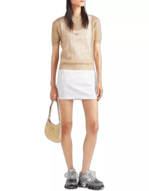 Lame Knit Short-Sleeve Top