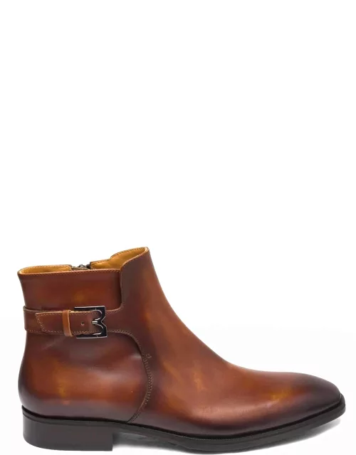 Men's Angiolini M-Buckle Burnished Leather Ankle Boot