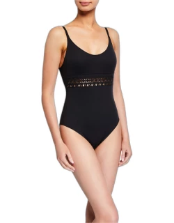 Ajourage Couture Scoop-Neck One-Piece Swimsuit