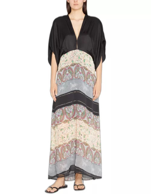 Tanya Printed Plunging V Neck Maxi Coverup Dres