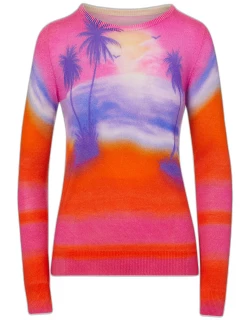 Sunset Print Jersey Knit Sweater