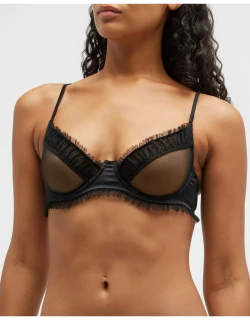 Ruched Tulle Ruffle Demi Bra