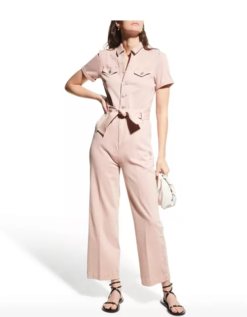 Anessa Belted Puff-Sleeve Jumpsuit