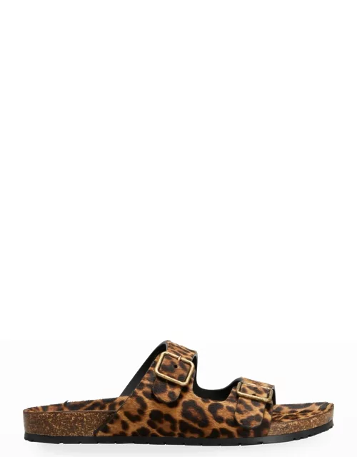 Men's Cheetah-Print Buckle Slide Sandal