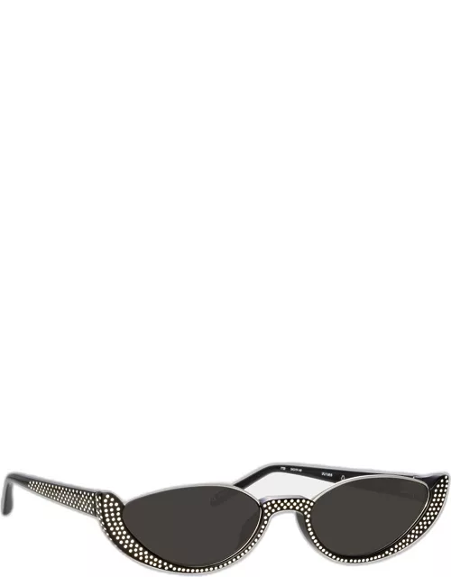 Robyn Half-Rimmed Embellished Acetate Cat-Eye Sunglasse