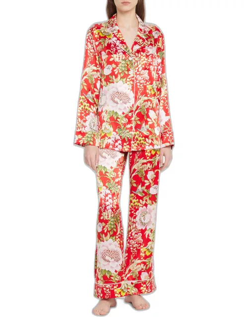 Lila Sylva Floral-Print Silk Pajama Set