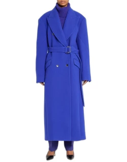 Double-Breasted Longline Belted Overcoat