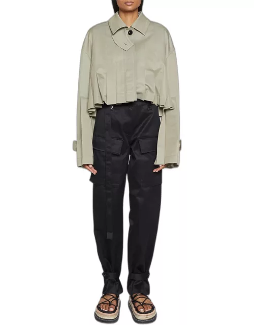 Pleated Crop Trench Jacket