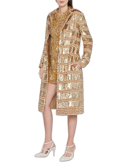 Organza Sequin Embroidered Coat