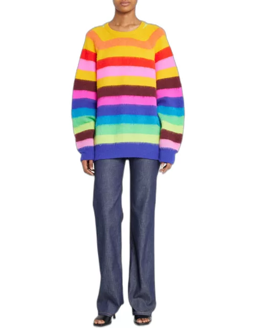 Rainbow Stripe Brushed Unisex Sweater