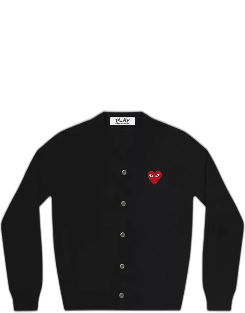 Men's Small Heart Wool Cardigan Sweater