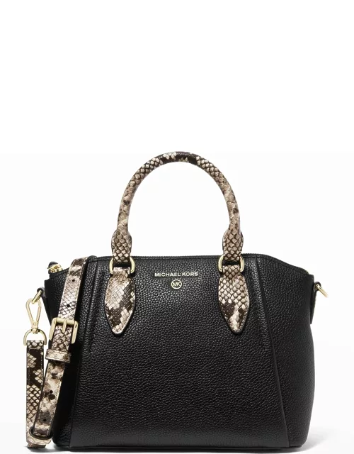 Sienna Medium Snake-Embossed Top-Handle Bag