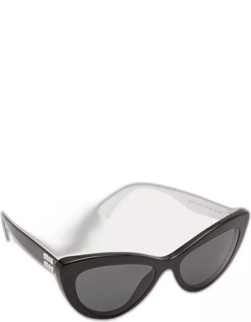 Two-Tone Acetate & Plastic Cat-Eye Sunglasse
