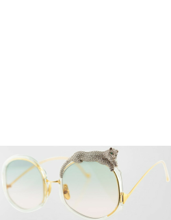 Rose Et Le Reve Leopard Round Acetate Sunglasse