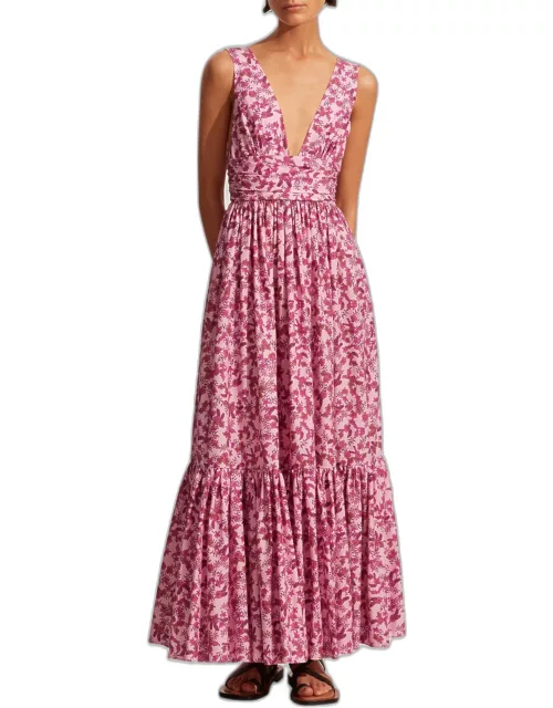 Floral Tiered Plunge Maxi Dres