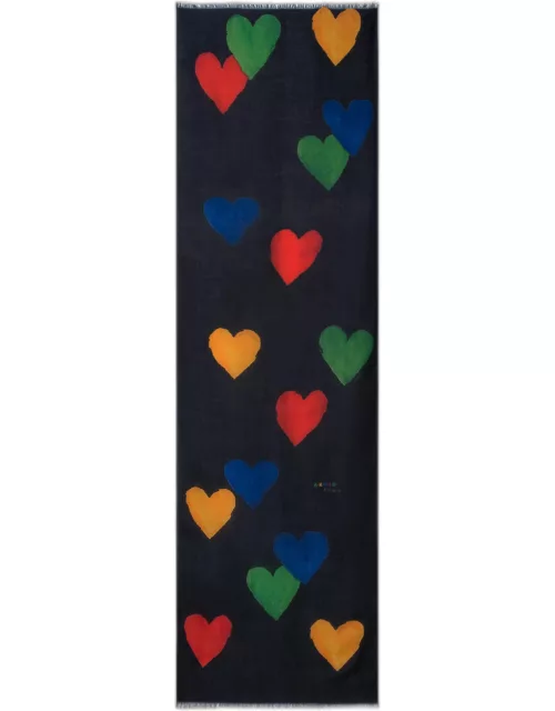 Cashmere Hearts Printed Scarf