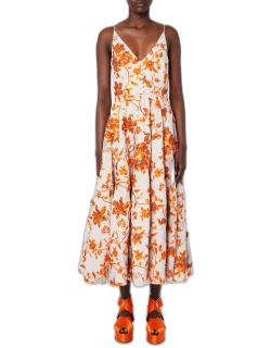 Embroidered Floral Midi Dres