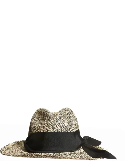 Bicolor Ribbon Straw Panama Hat
