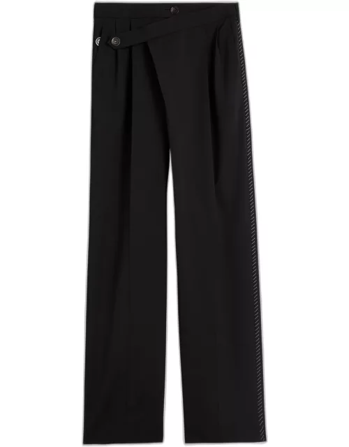Men's Pleated Pants with Wrap Closure